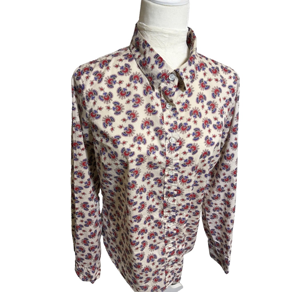 J. Crew The Perfect Shirt Cotton Button Down ~12~Paisley Preppy Workwear Classic